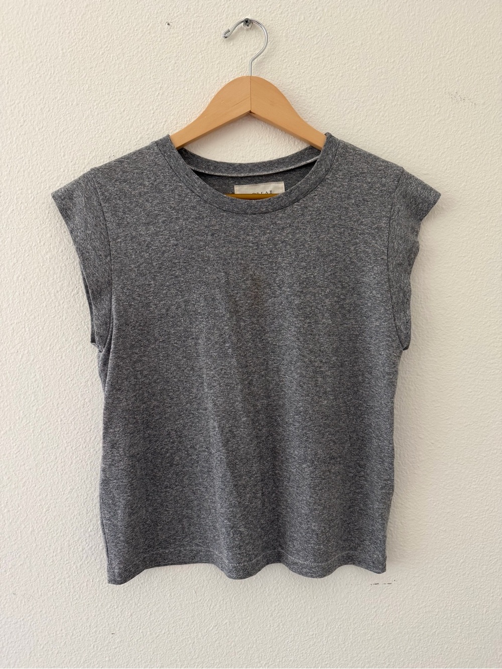 THE GREAT. Heather Gray Cap Sleeve Tee | Size 2 | Soft Casual Minimalist Top